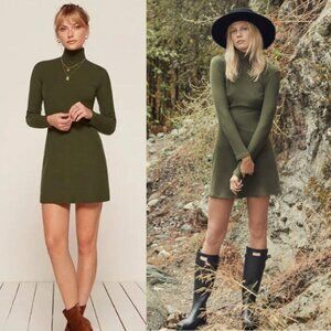 Reformation Olive Green Long Sleeve Dress